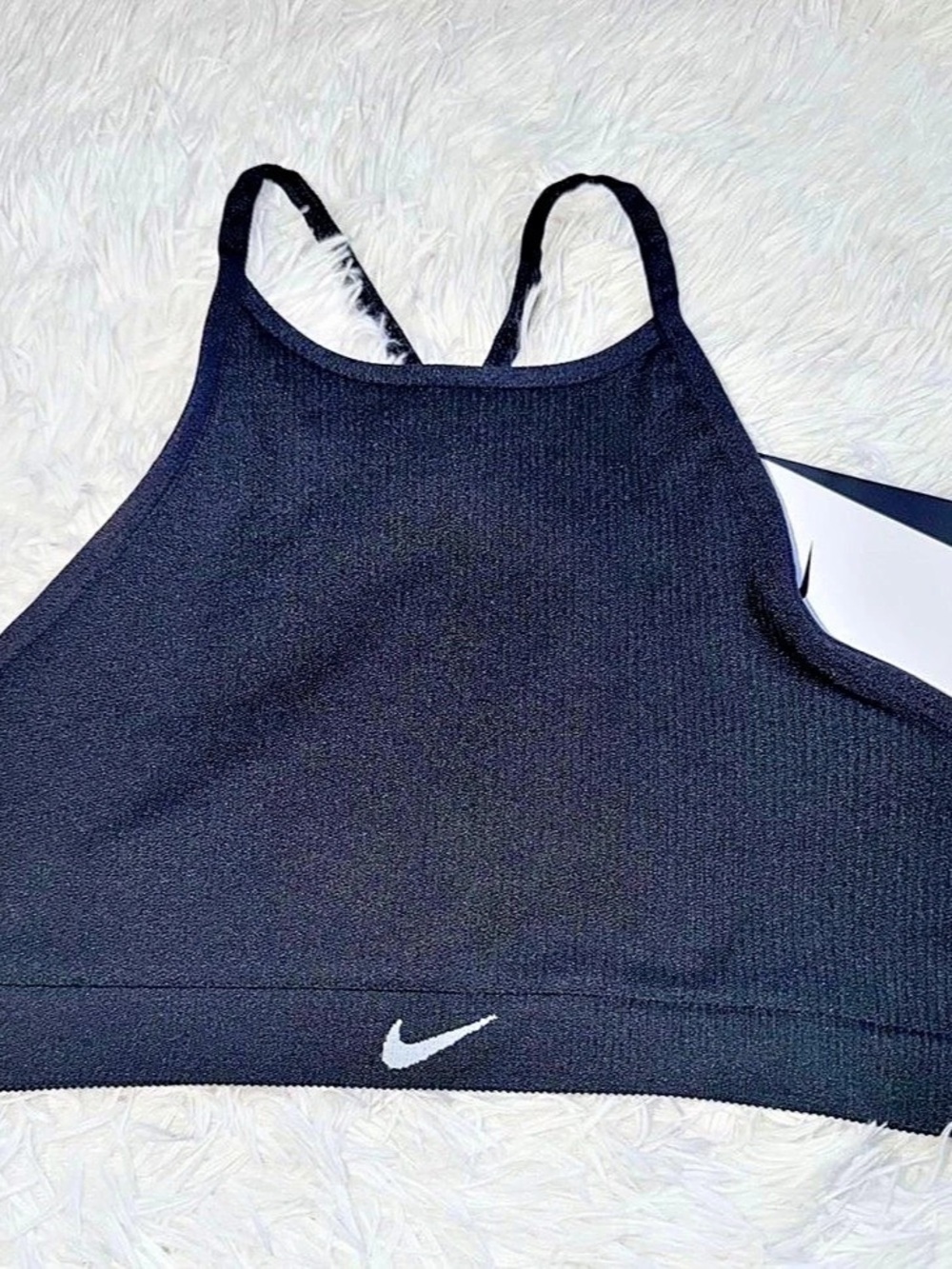 Nike Indy Ribbed Bra Cropped Sports Bra Black Small NWT